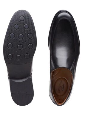 Clarks Men Black Leather Slip-On Loafers
